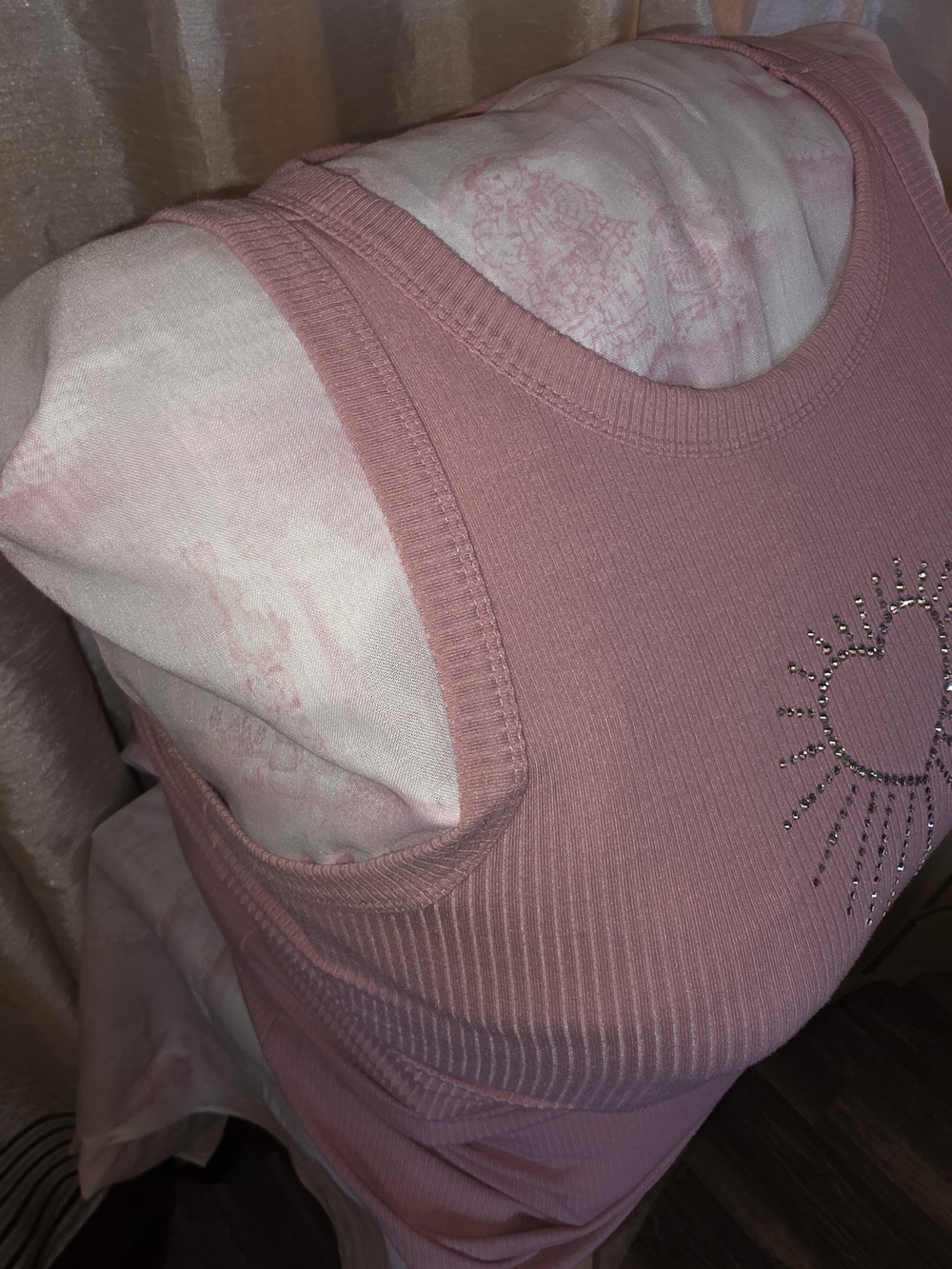 torrid Pink Ribbed Tank with Rhinestone Heart Burst - Picture 3 of 5